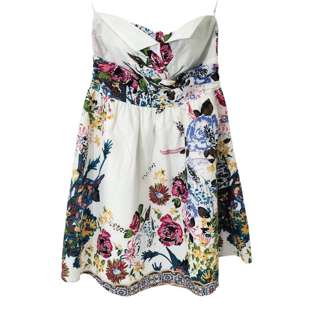 Dani Collection Floral Print Strapless Dress M NWT